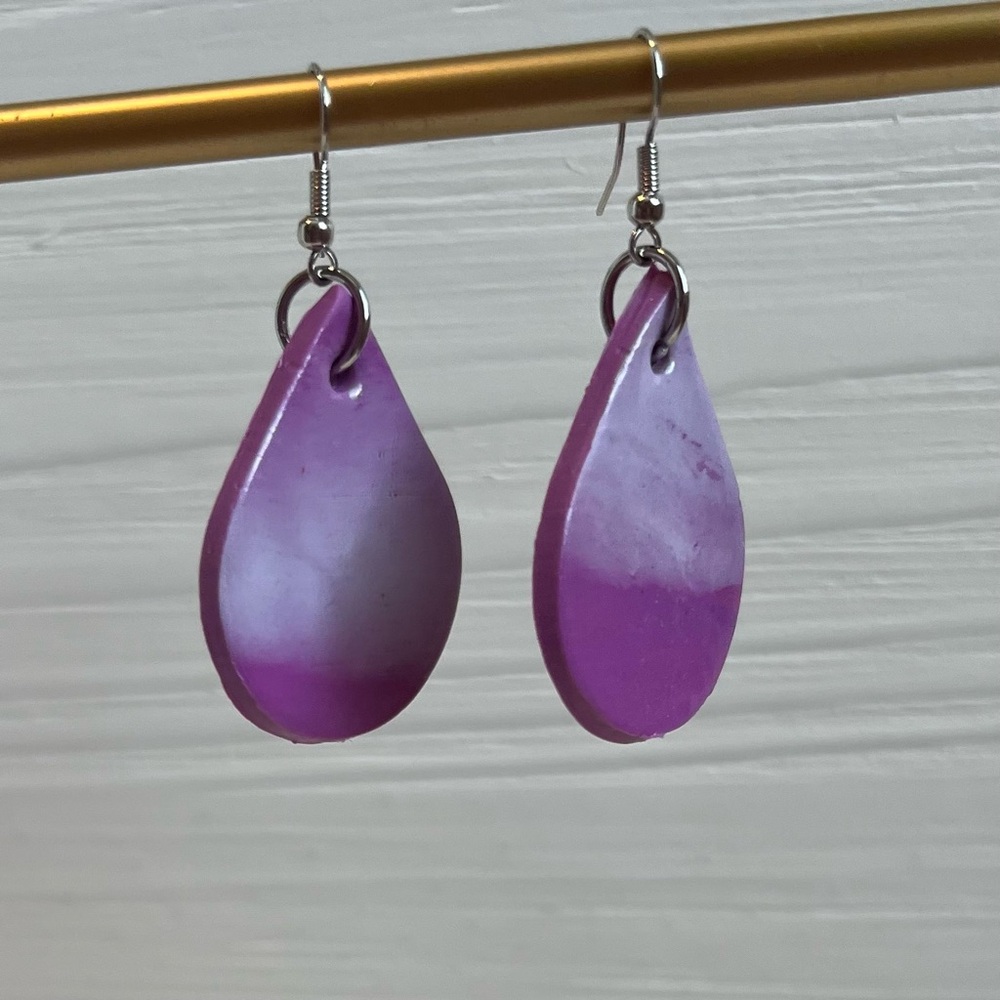 Chic Purple Teardrop Earrings - Picture 6 of 11
